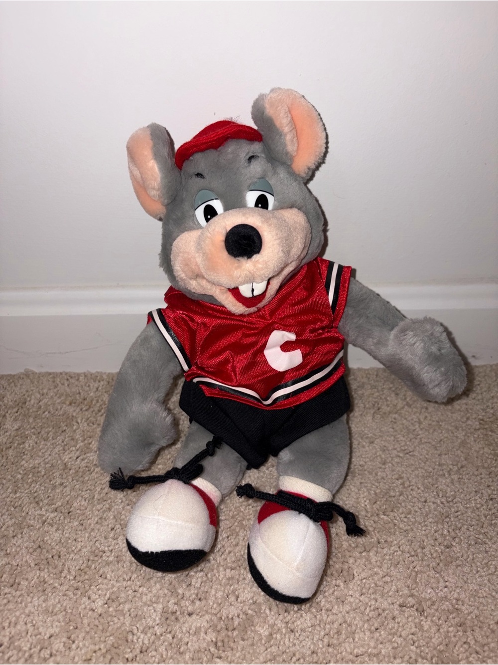 Gray and Red Plush Mouse Sports Plush Toy